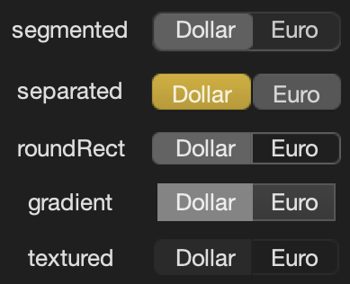 dark segmented button styles